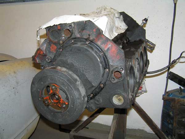 327 CID small-block on engine stand